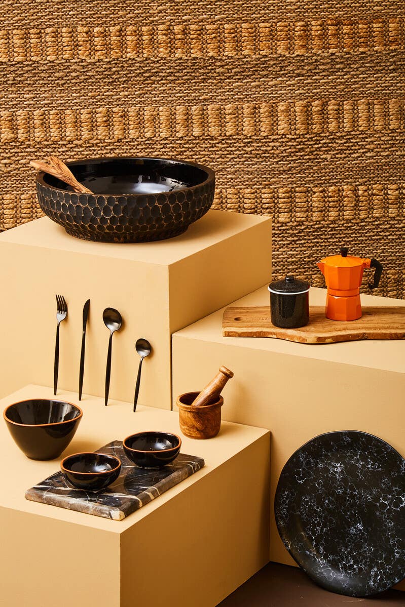 Calisto Black Glazed Terracotta Set of 2 Small Bowls