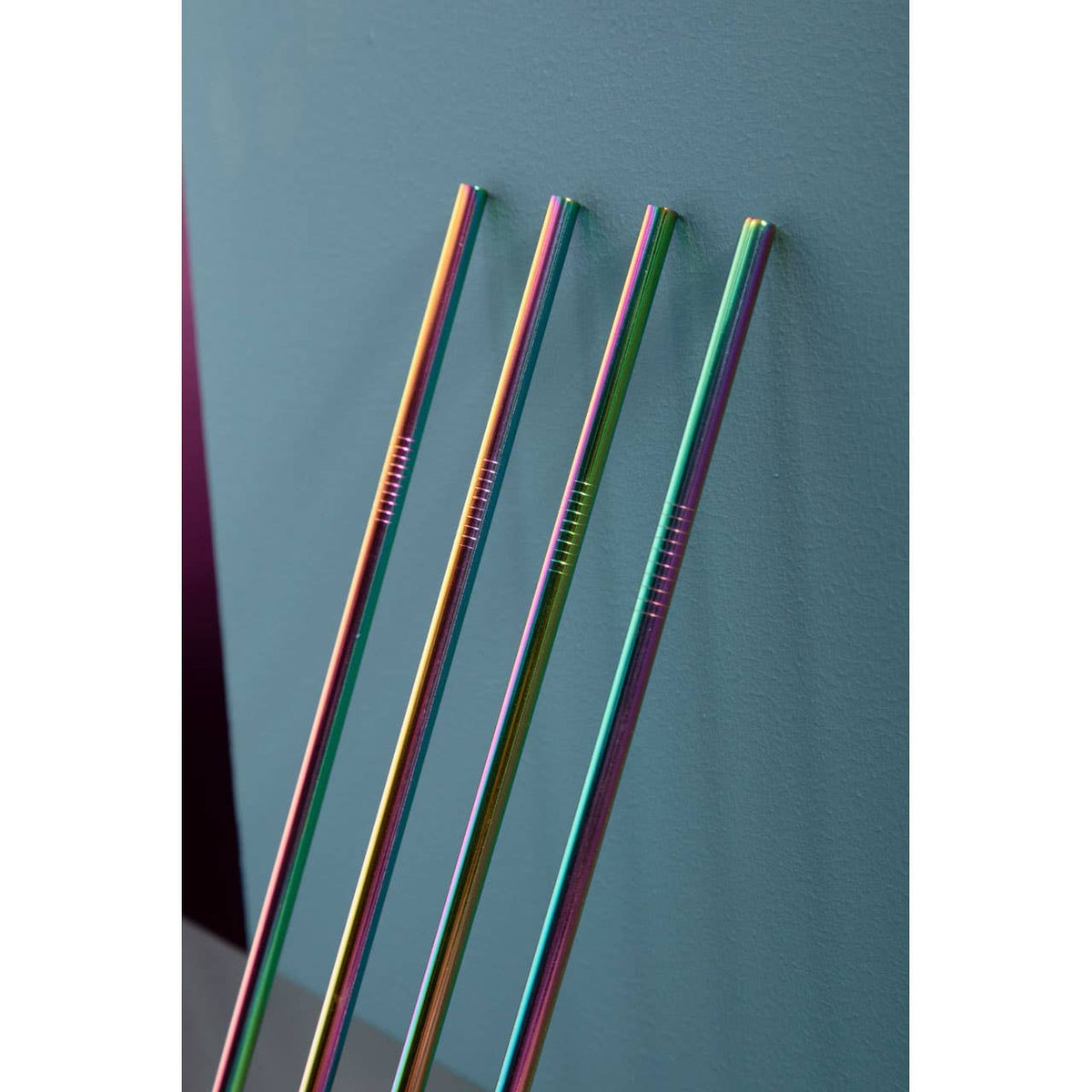 Mimo Set Of 4 Oil Slick Drinking Straws