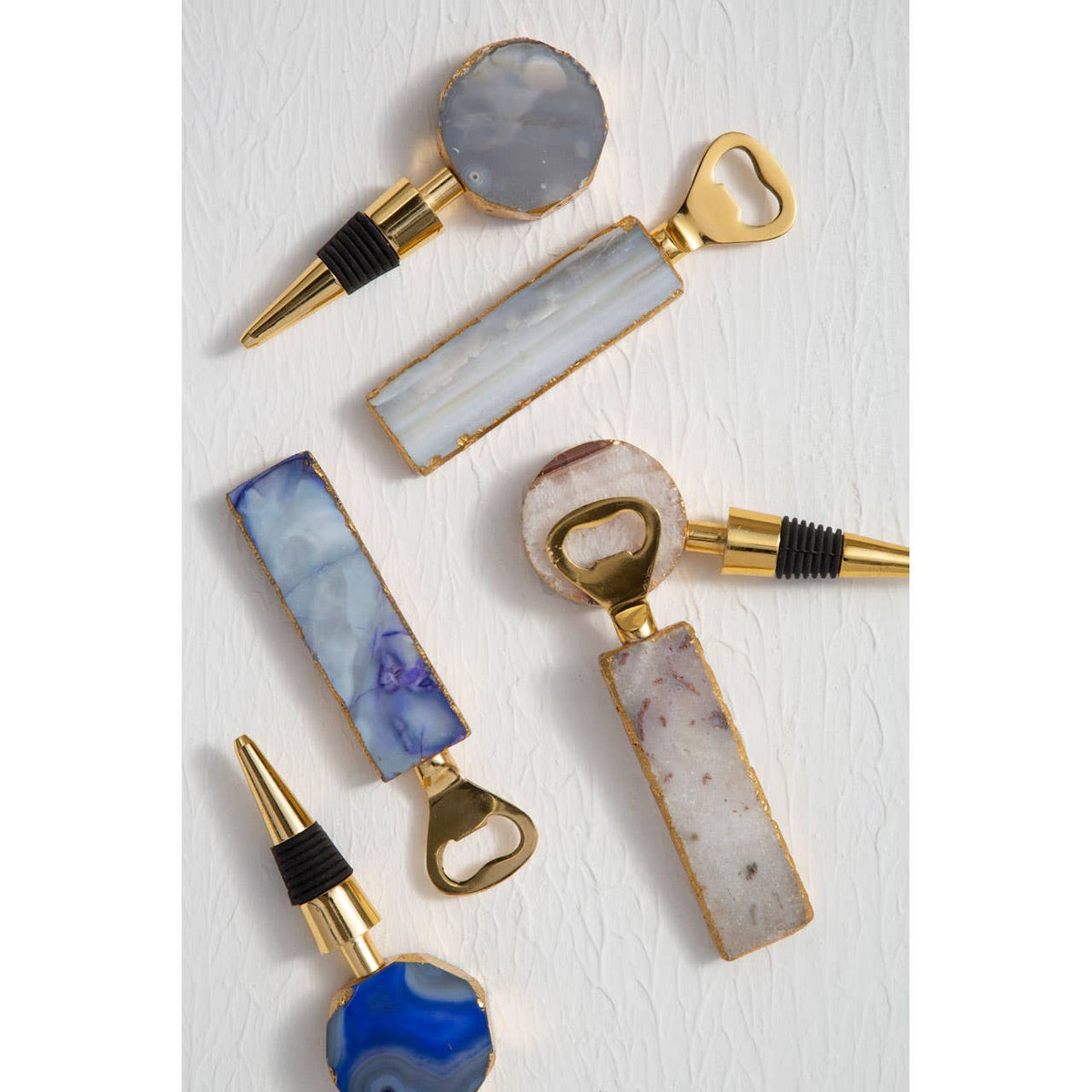 Bowerbird Agata Grey Bottle Opener And Stopper Set