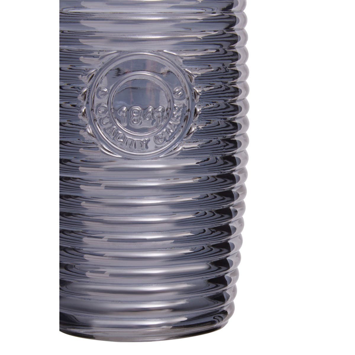 Dayla Set Of Four Grey Ribbed Glass Tumblers