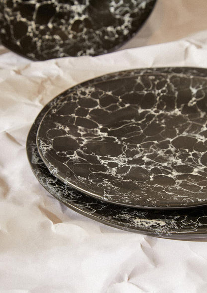 Hygge Black Marble Effect Dinner Plate