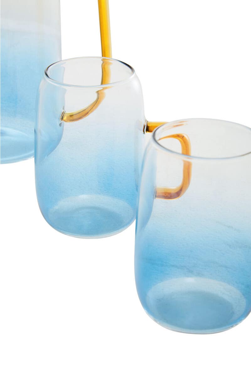 Noa Glass Ombre Blue Pitcher and Cup Set