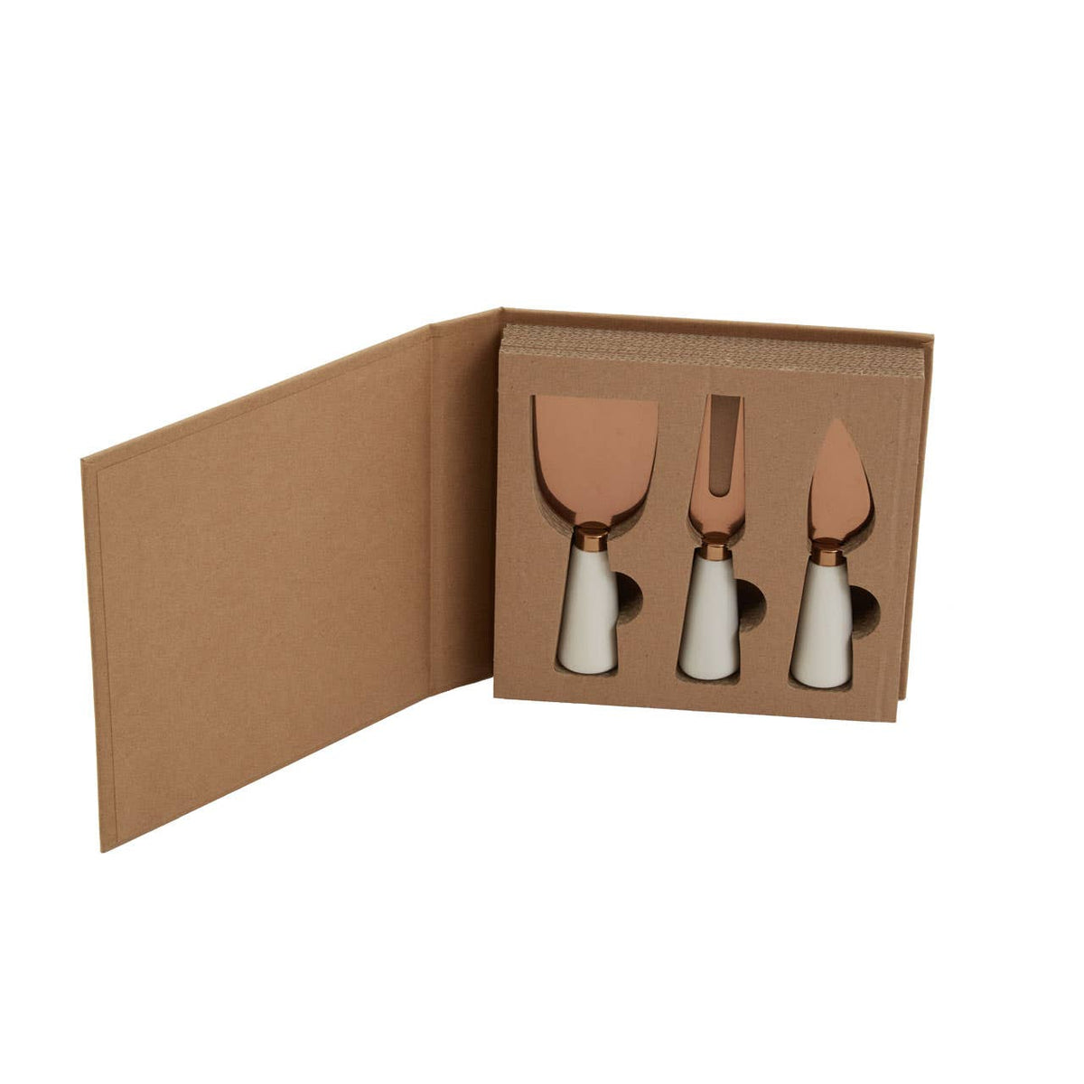 Exbury 3 Piece White And Rose Gold Cheese Knife Set