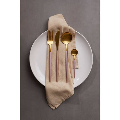 Avie 16 Piece Pink And Gold Finish Cutlery Set