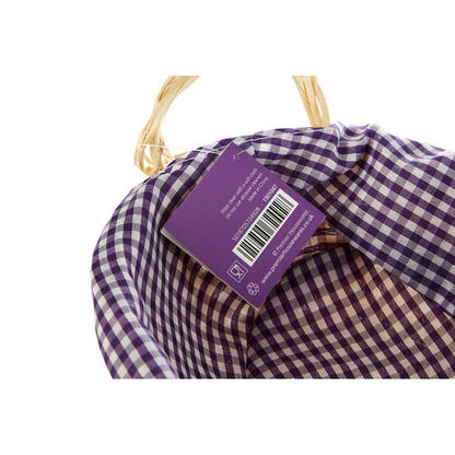 Orla Willow Bread Basket with Purple Gingham Lining