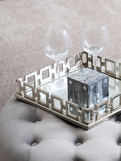 Rhoda Square Nickel Finish Mirror Tray