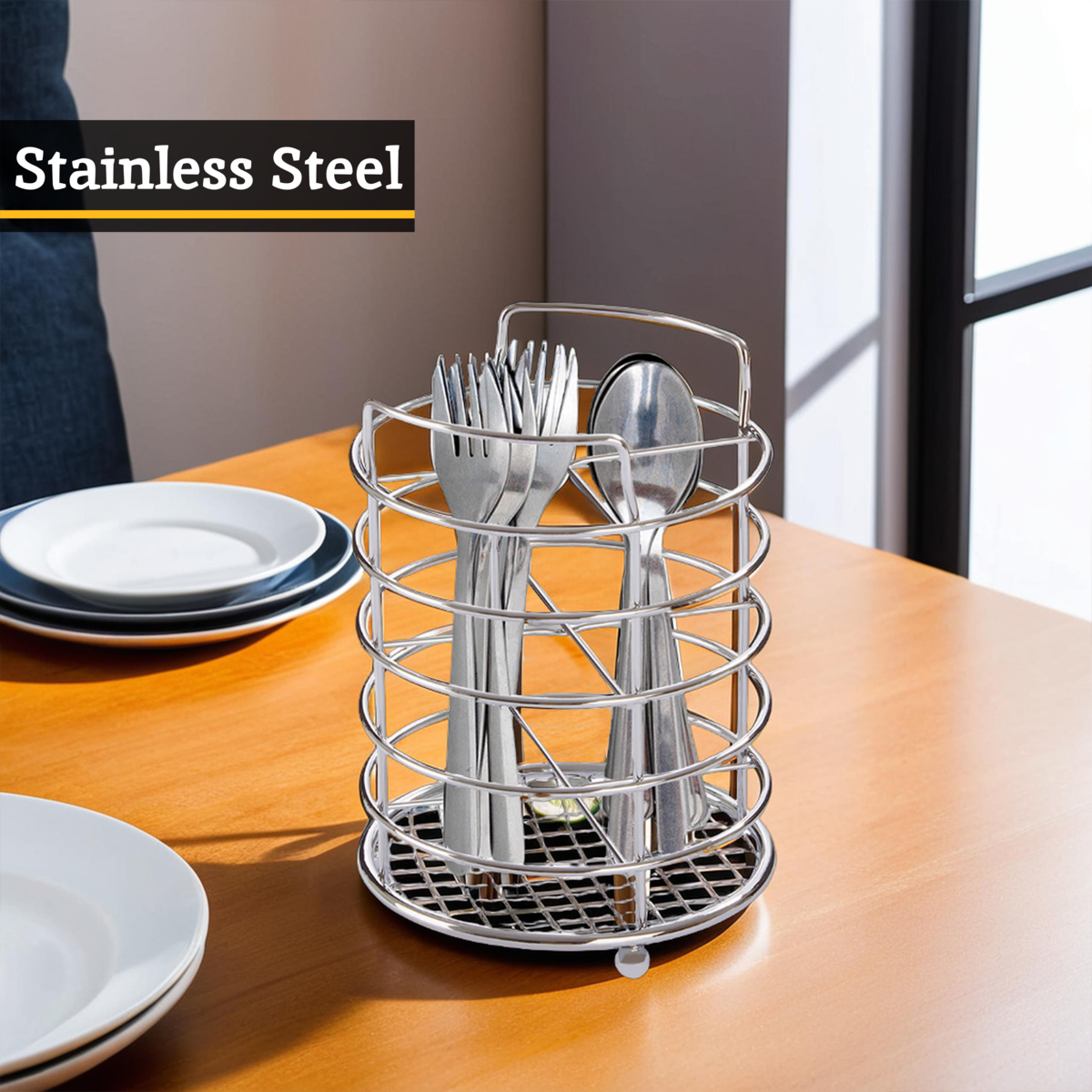 Soren Chrome 4 Section Cutlery Caddy