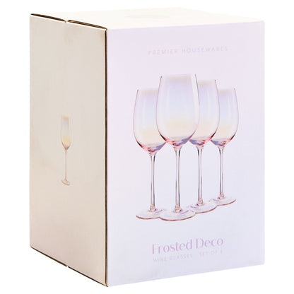 Frosted Deco Set Of 4 Wine Glasses