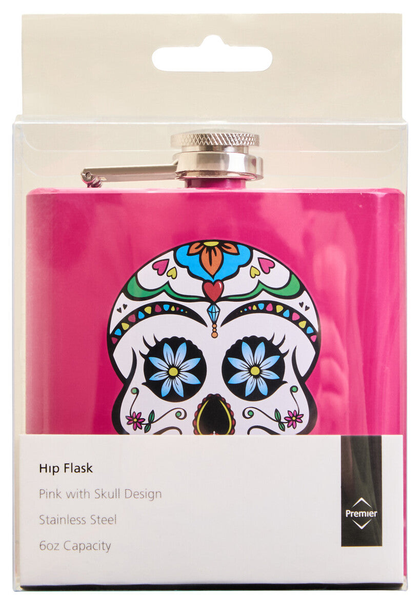 Auden Pink Hip Flask Skull Design
