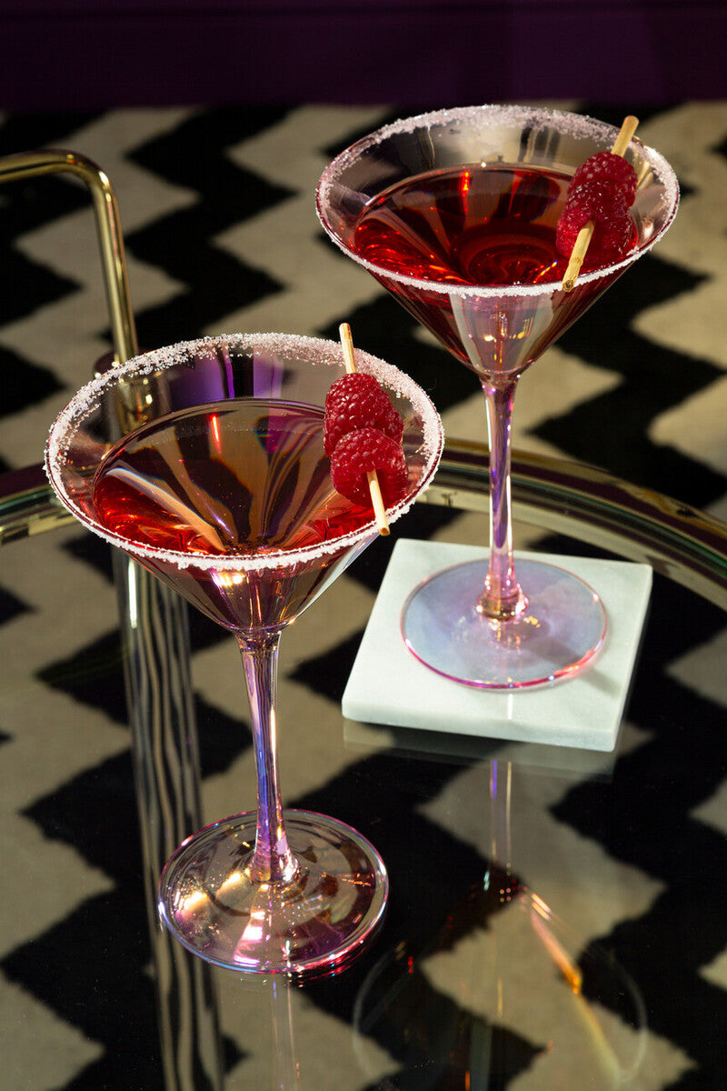 Frosted Deco Set of 2 Martini Glasses