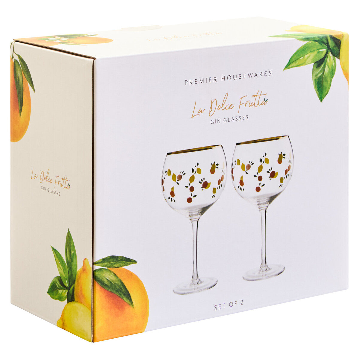 Mila Set Of 2 Citrus Design Gin Glasses