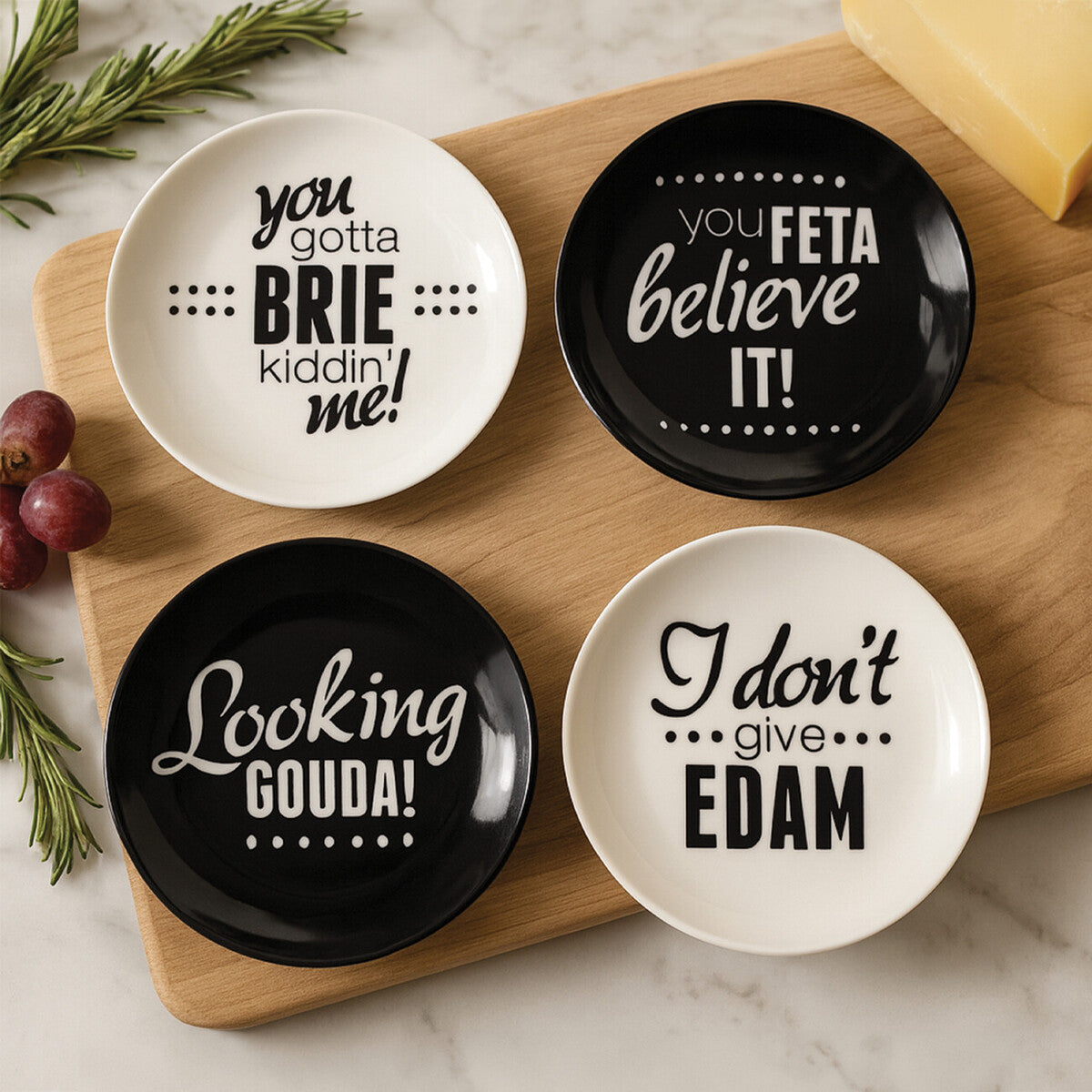 Pun and Games Set Of Four Cheese Plates