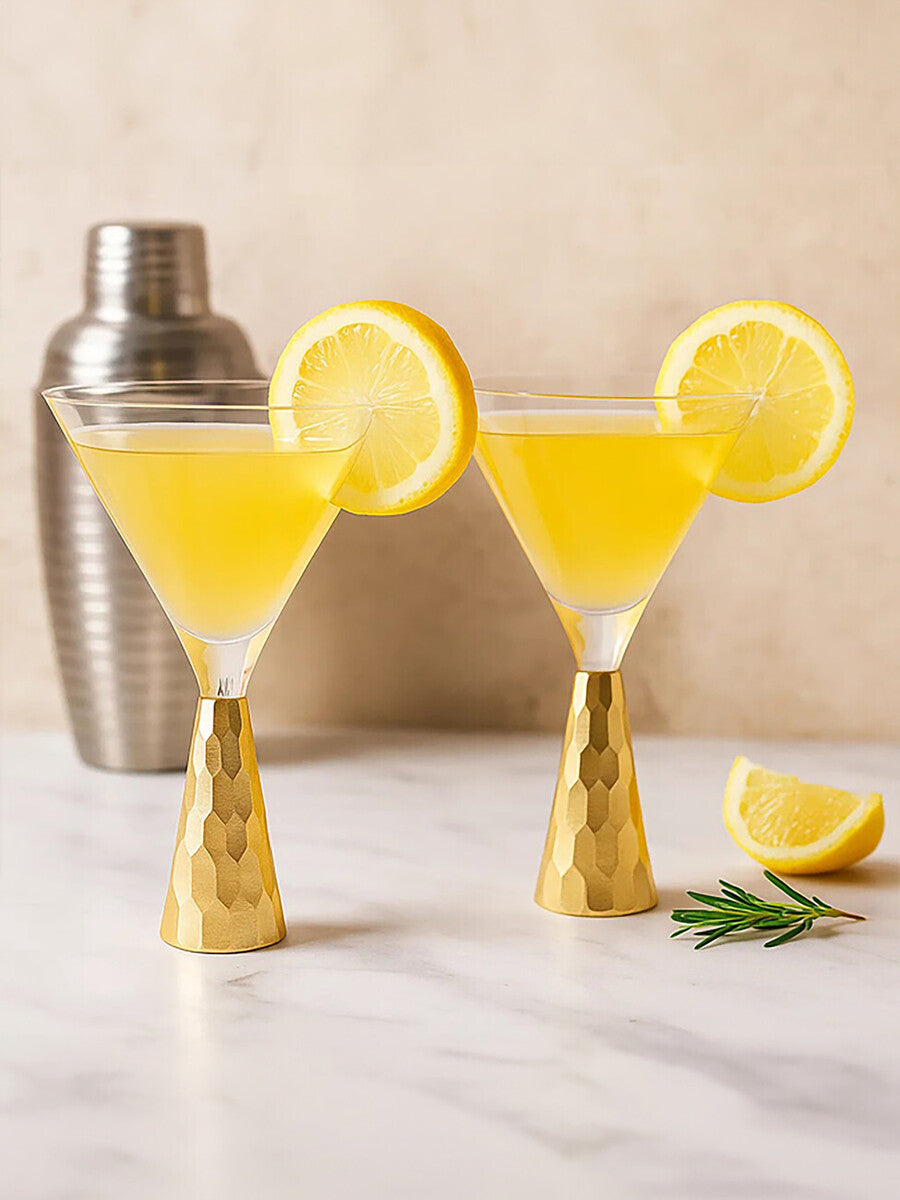 Set Of Two Astrid Wine Glasses With Gold Finish Stem