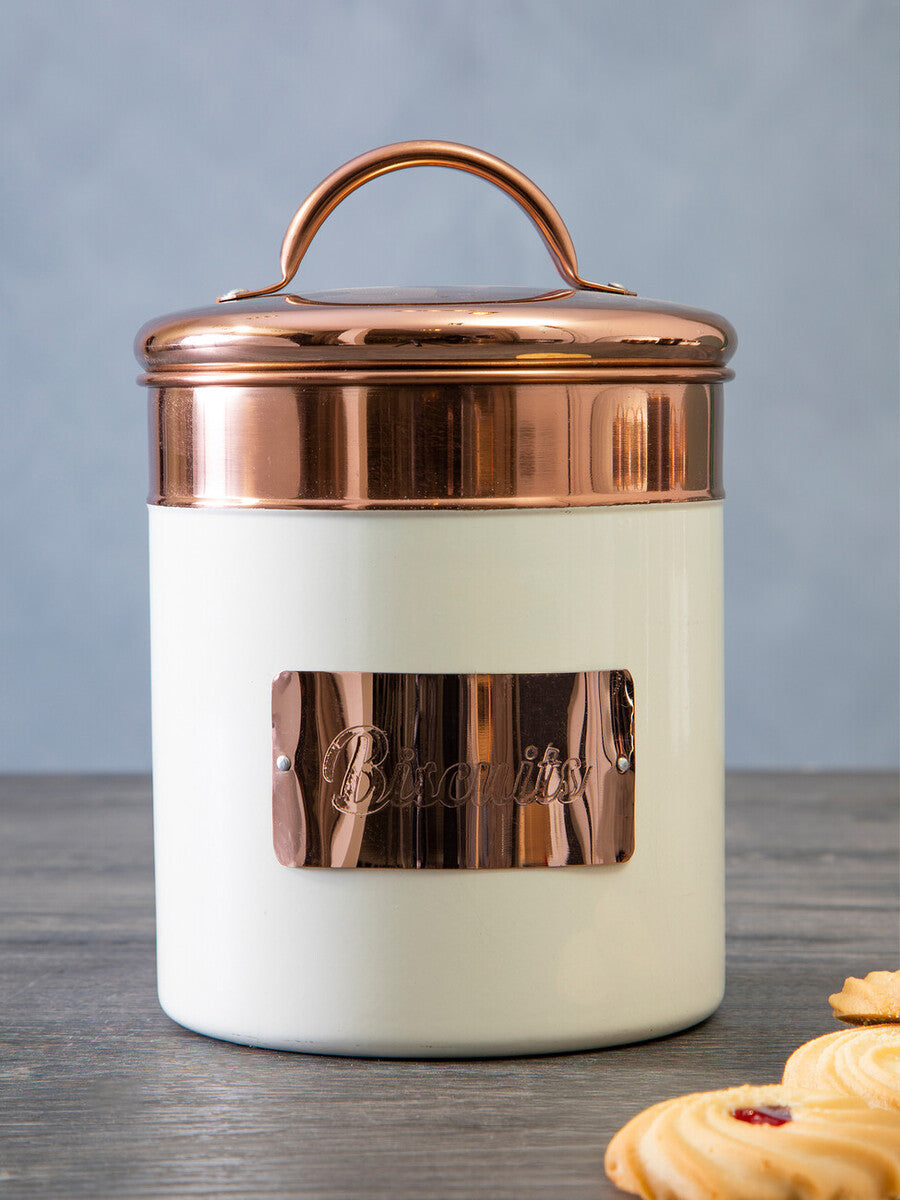 Prescott Cream And Copper Biscuit Canister