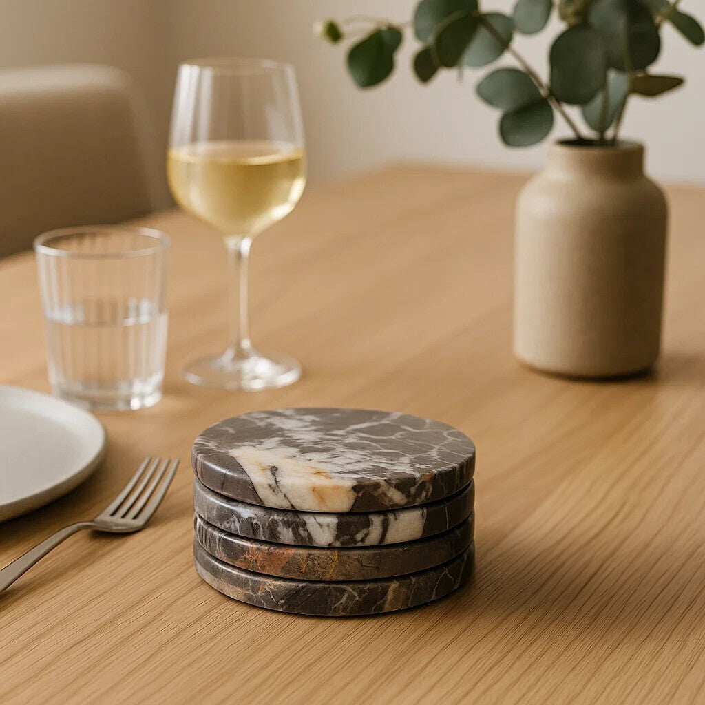 Salmo Black Marble Set of Four Marble Coasters