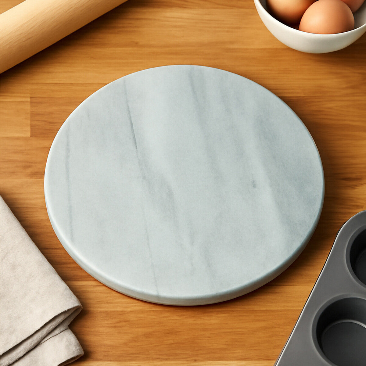 Salerno White Marble Round Chopping and Serving Board