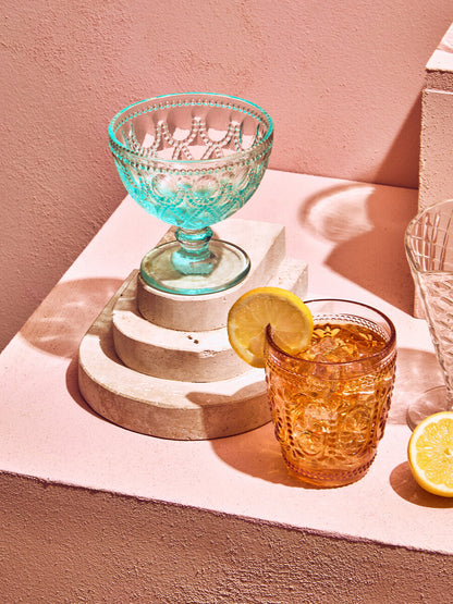 Fleur Set Of Four Pink and Blue Glass Tumblers