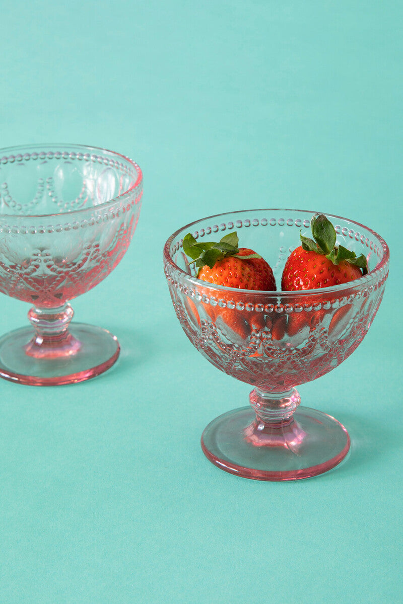 Fleur Set Of Two Pink Glass Sundae Dishes