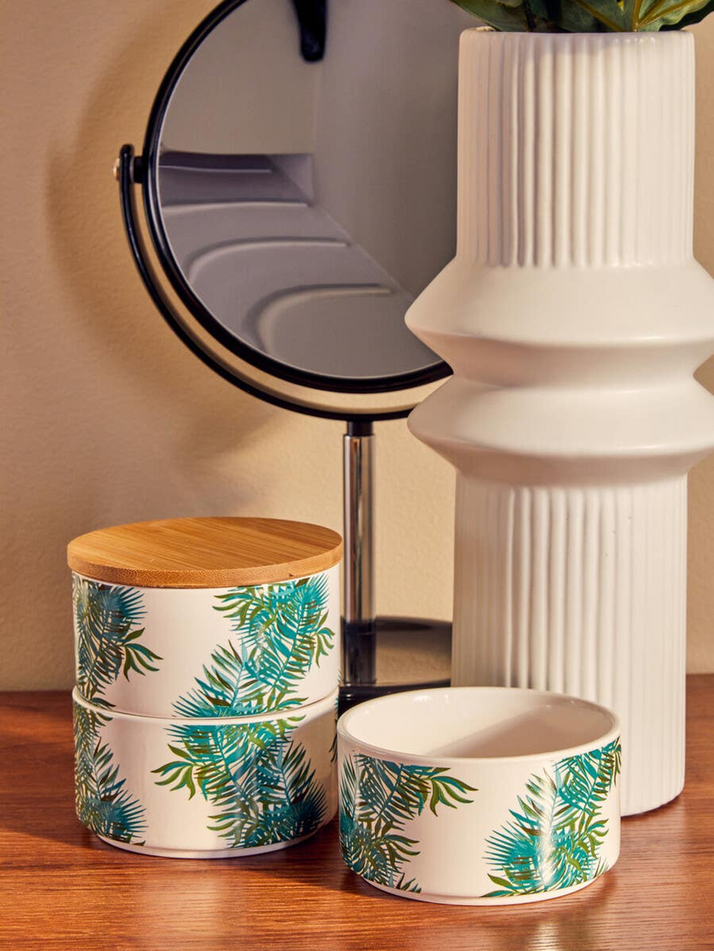 Cook Nook Winter Palm Set Of Three Stackable Canisters