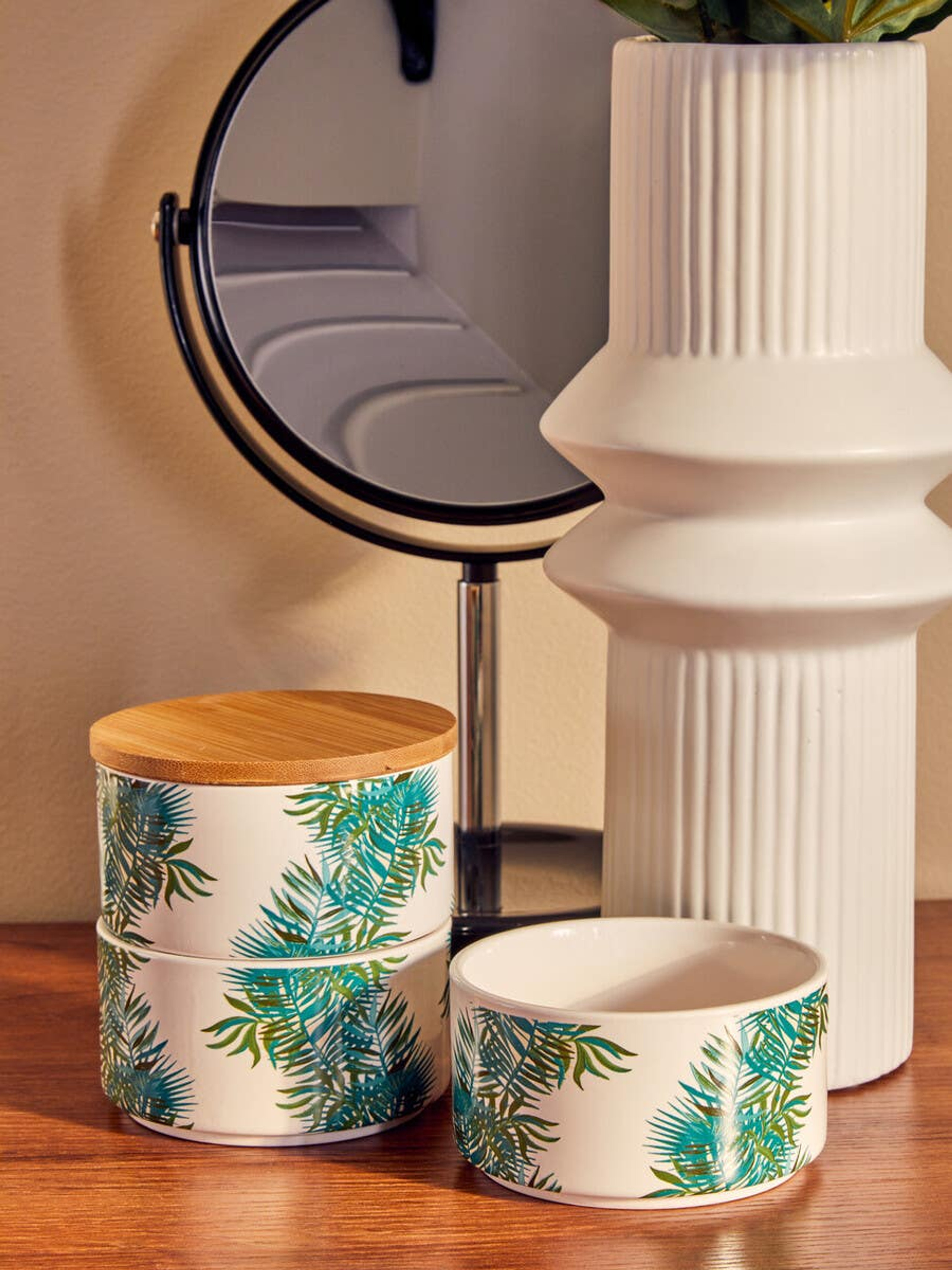 Cook Nook Winter Palm Set Of Three Stackable Canisters