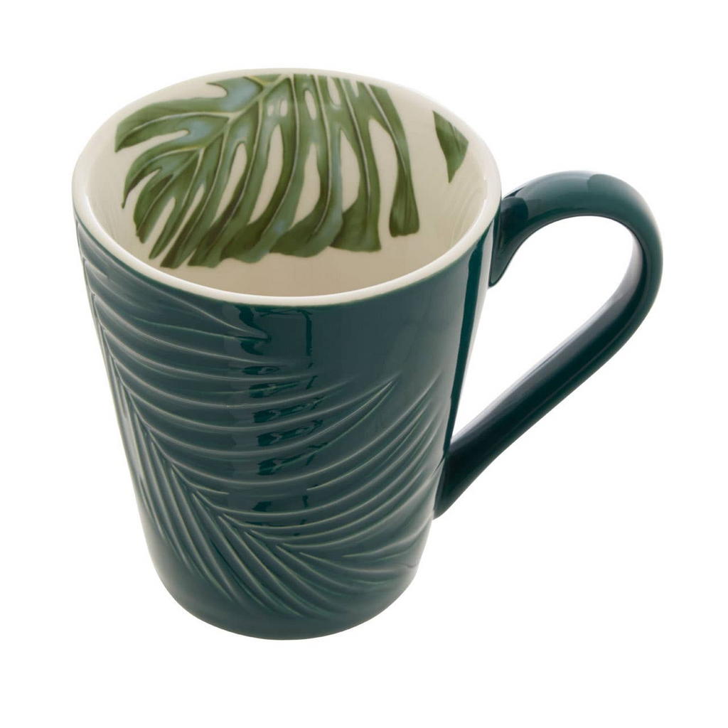 Cook Nook Bali Dark Green Leaf Design Mug