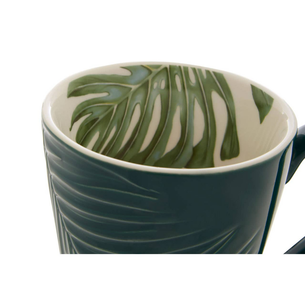 Cook Nook Bali Dark Green Leaf Design Mug