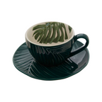 Cook Nook Bali Dark Green Cup And Saucer with Leaf Design