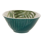 Cook Nook Bali Dark Green Small Salad Bowl with Leaf Design