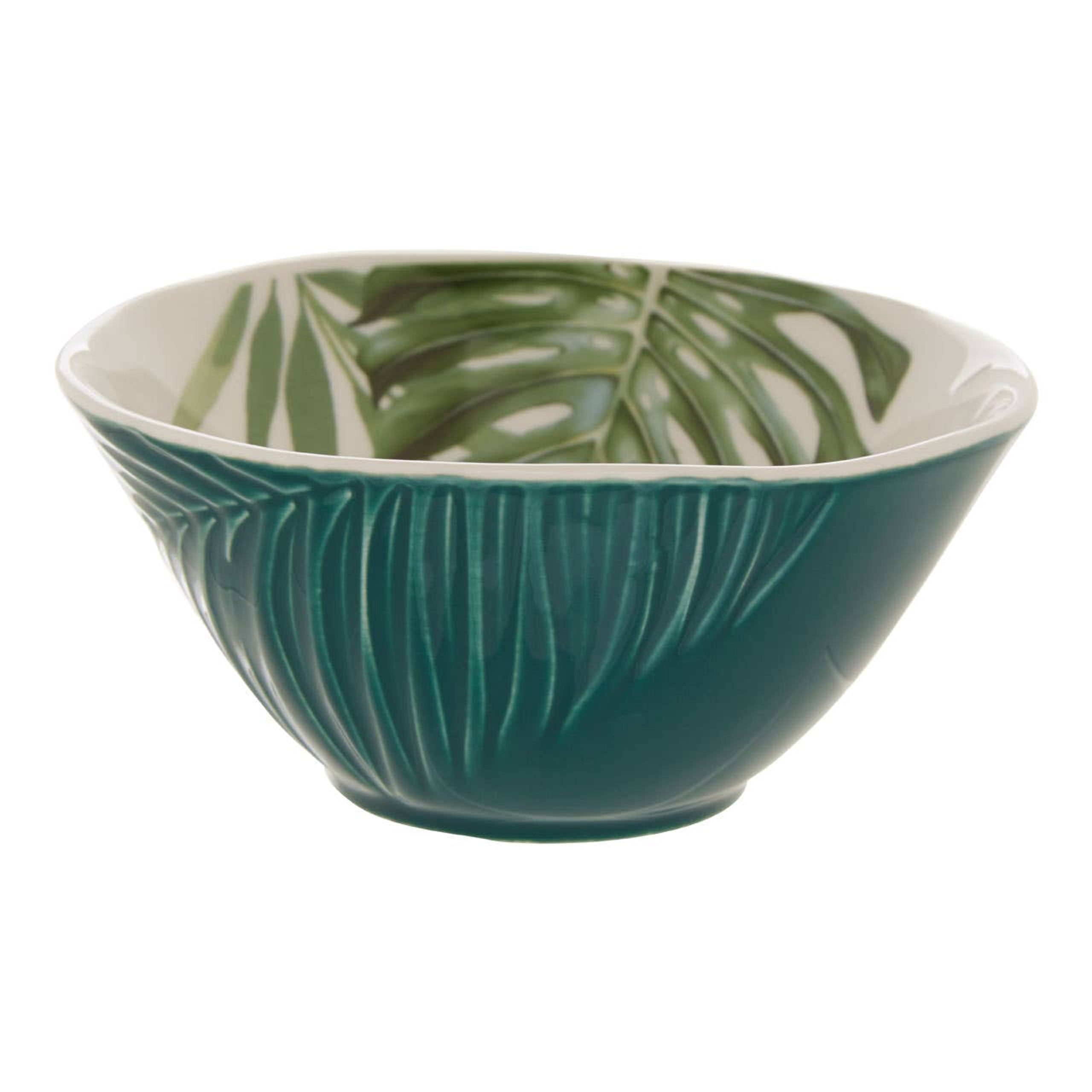Cook Nook Bali Dark Green Small Salad Bowl with Leaf Design