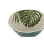 Cook Nook Bali Dark Green Small Salad Bowl with Leaf Design