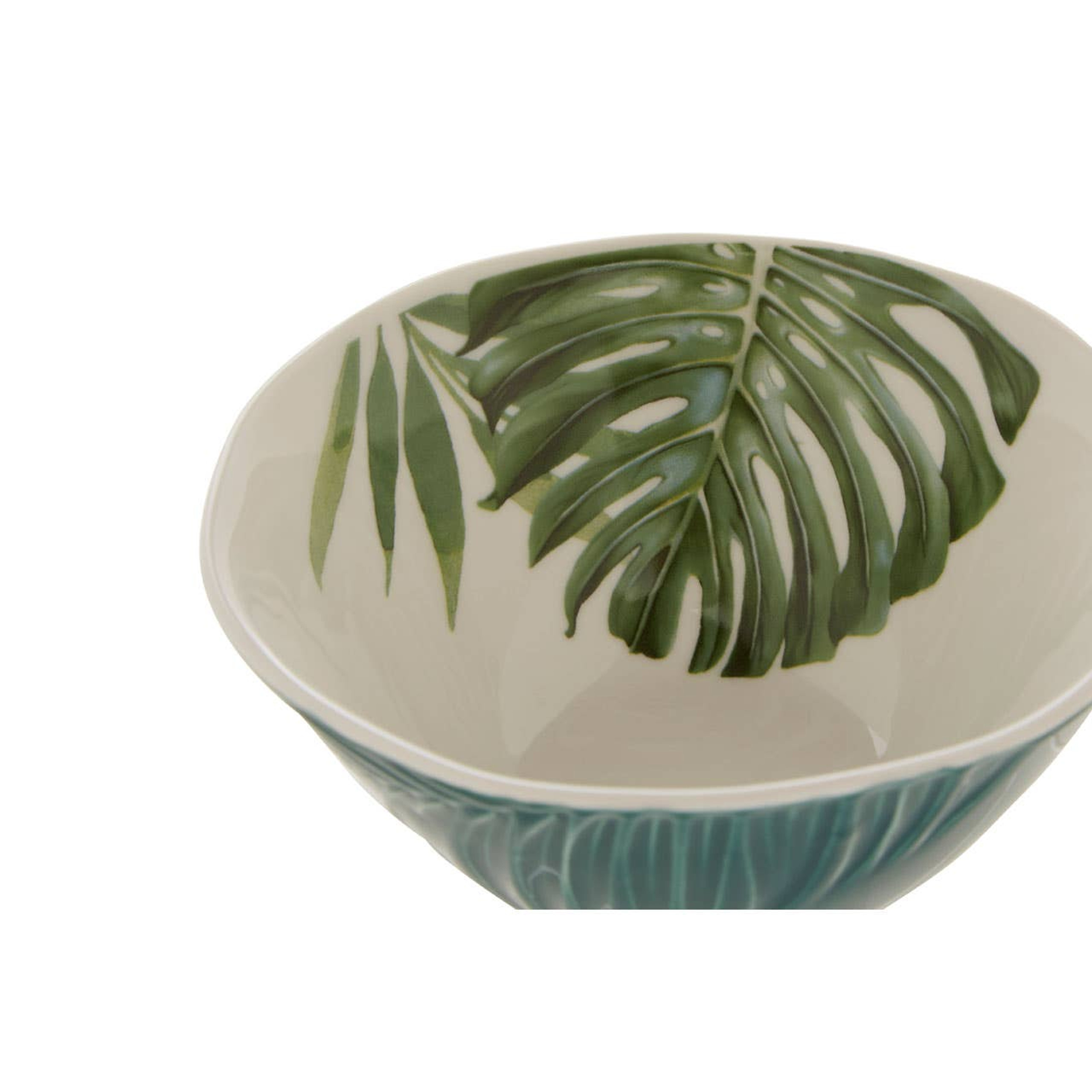 Cook Nook Bali Dark Green Small Salad Bowl with Leaf Design
