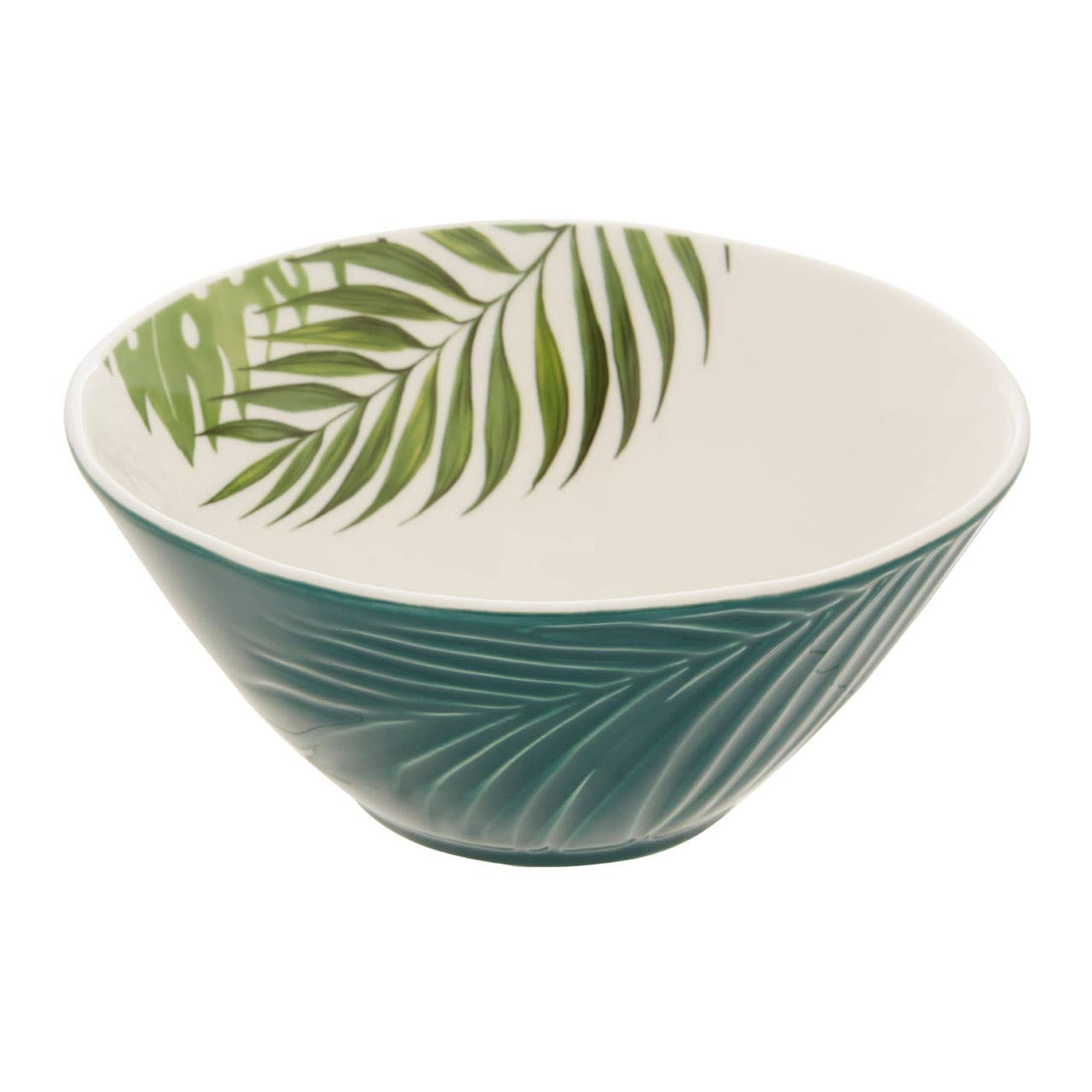 Cook Nook Bali Dark Green Medium Salad Bowl with Leaf Design