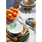 Cook Nook Bali Dark Green Medium Salad Bowl with Leaf Design