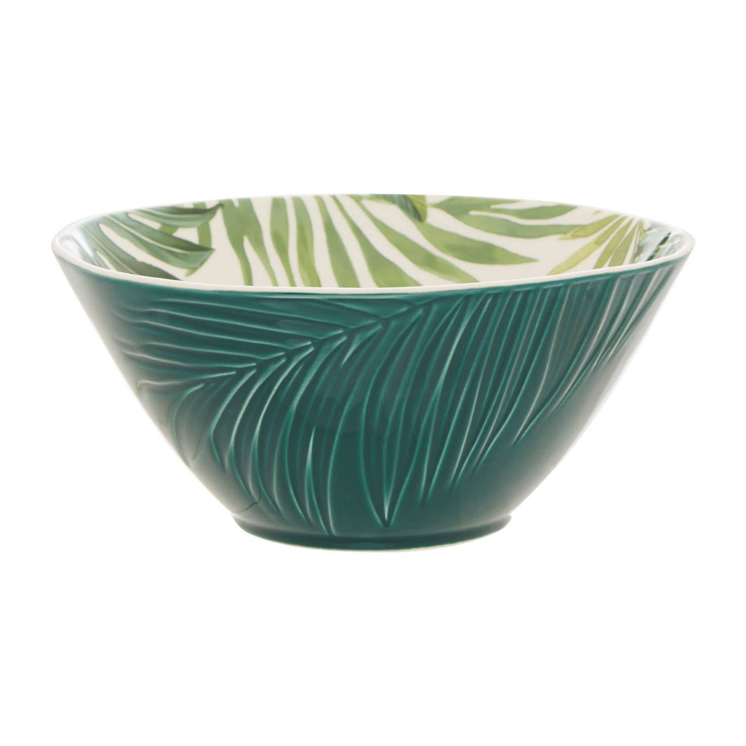 Cook Nook Bali Dark Green Small Salad Bowl with Leaf Design