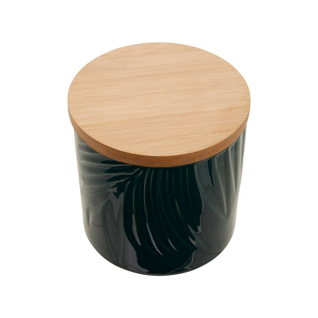 Cook Nook Bali Dark Green Small Storage Jar With Bamboo Lid