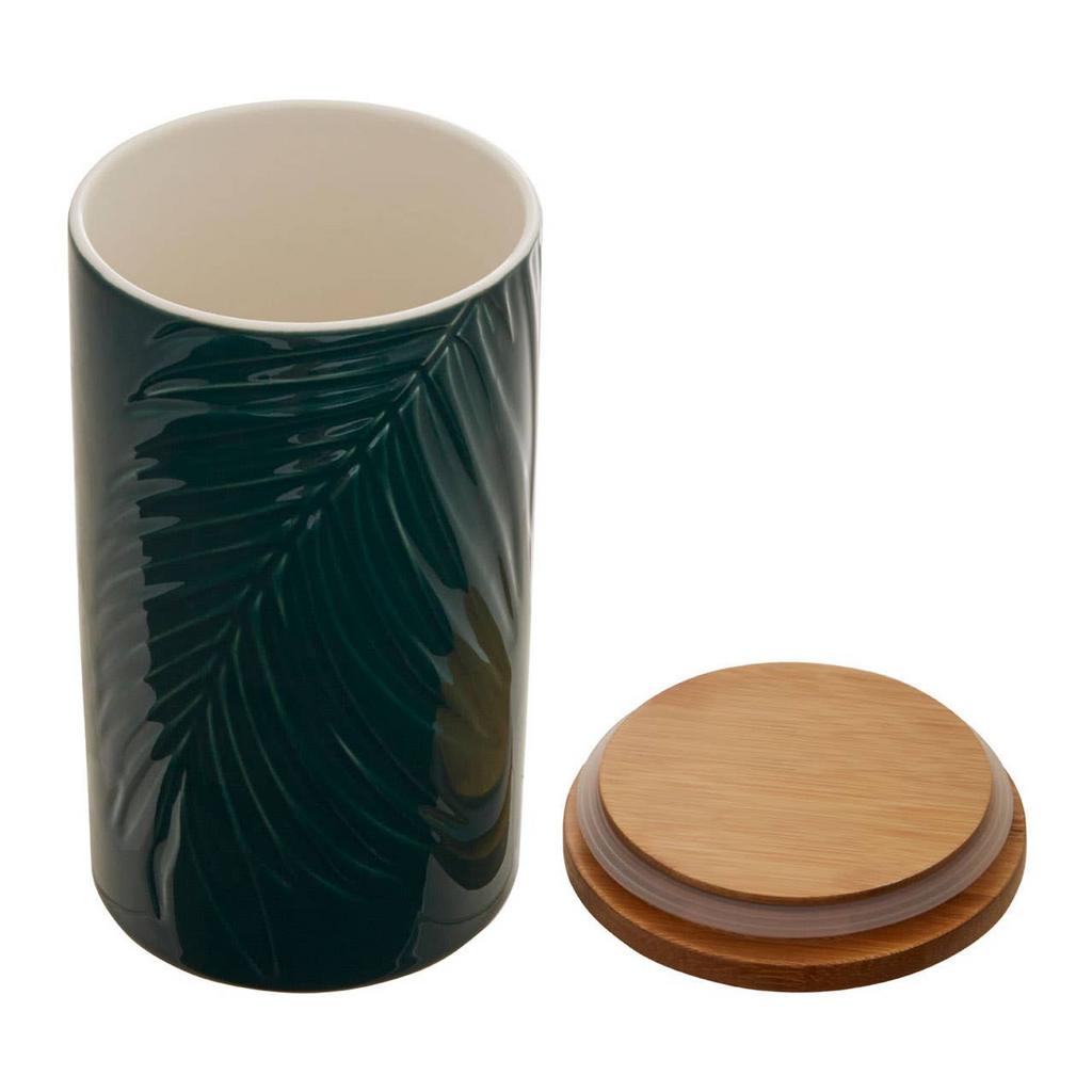 Cook Nook Bali Dark Green Large Storage Jar With Bamboo Lid