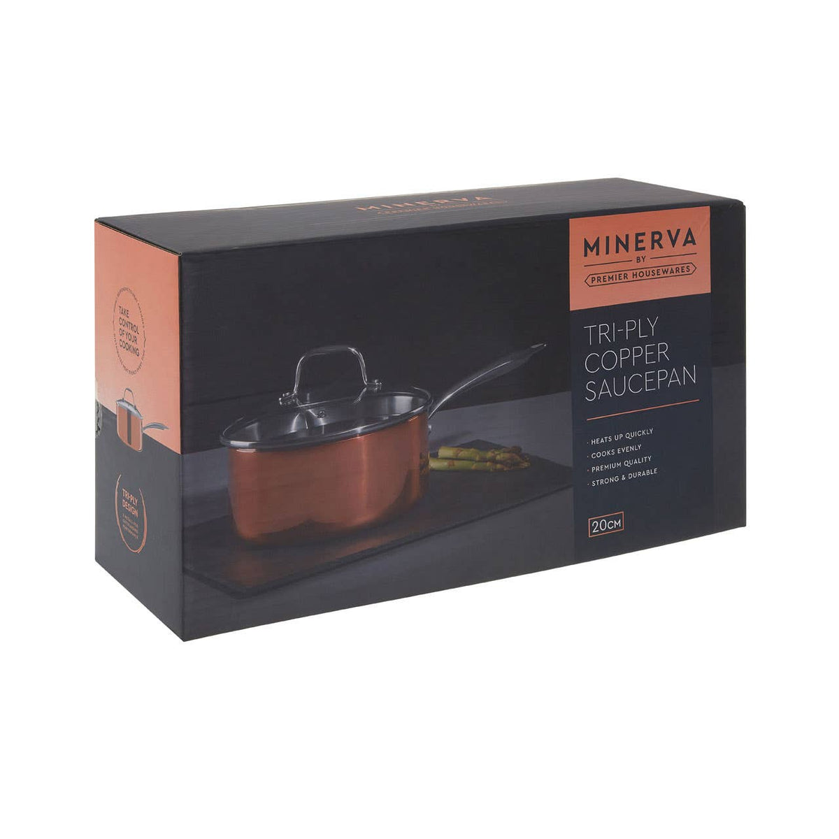Minerva Copper Finish 20cm Saucepan with Lid