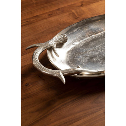Antler Nickel Finish Serving Tray