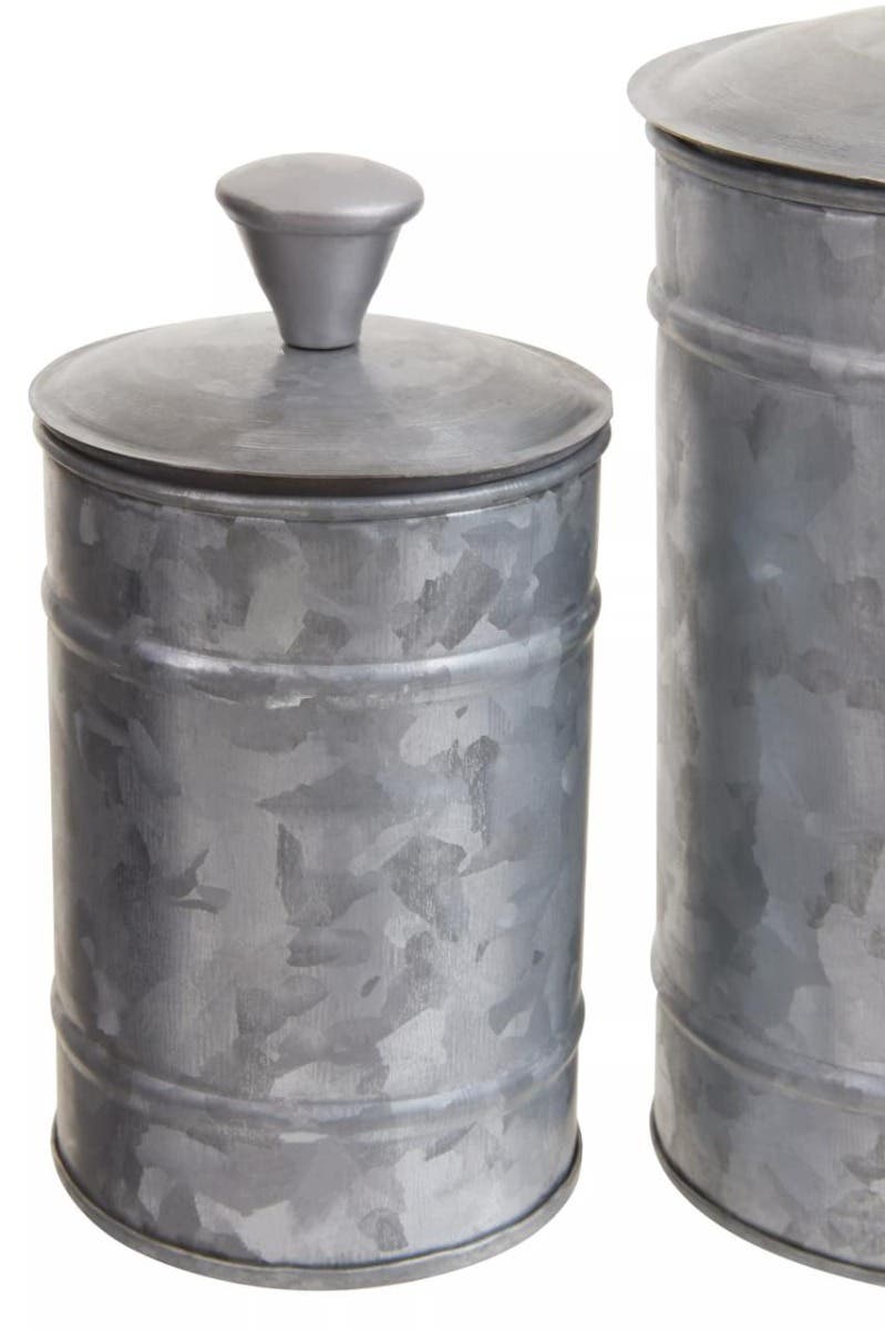 Drummond Set Of Three Galvanised Steel Canisters