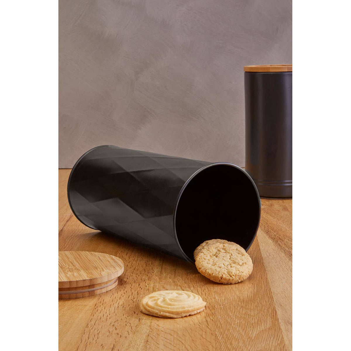 Rhombus Black Large Storage Canister