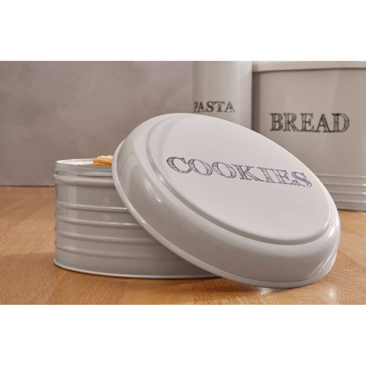 Sketch Cream Finish Round Biscuit Tin