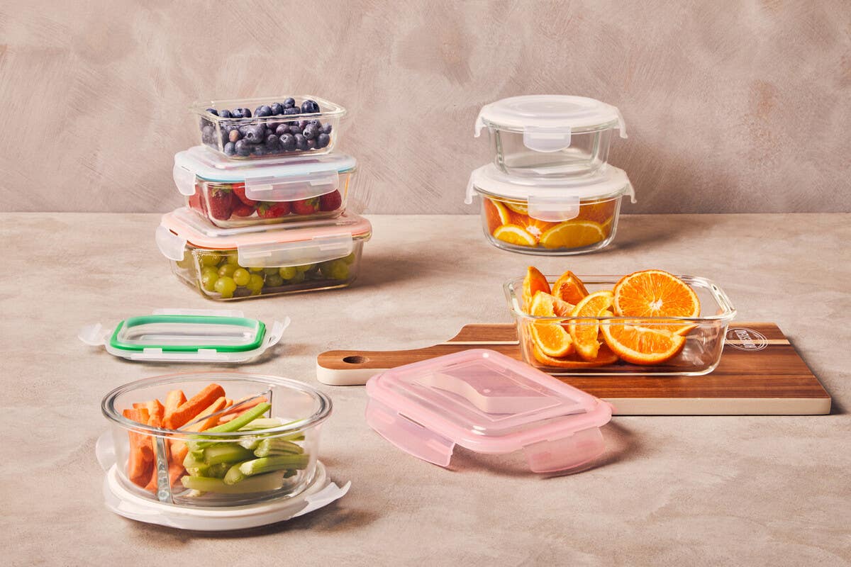 Freska 2 Section Round Glass Container With Lid 950 ml