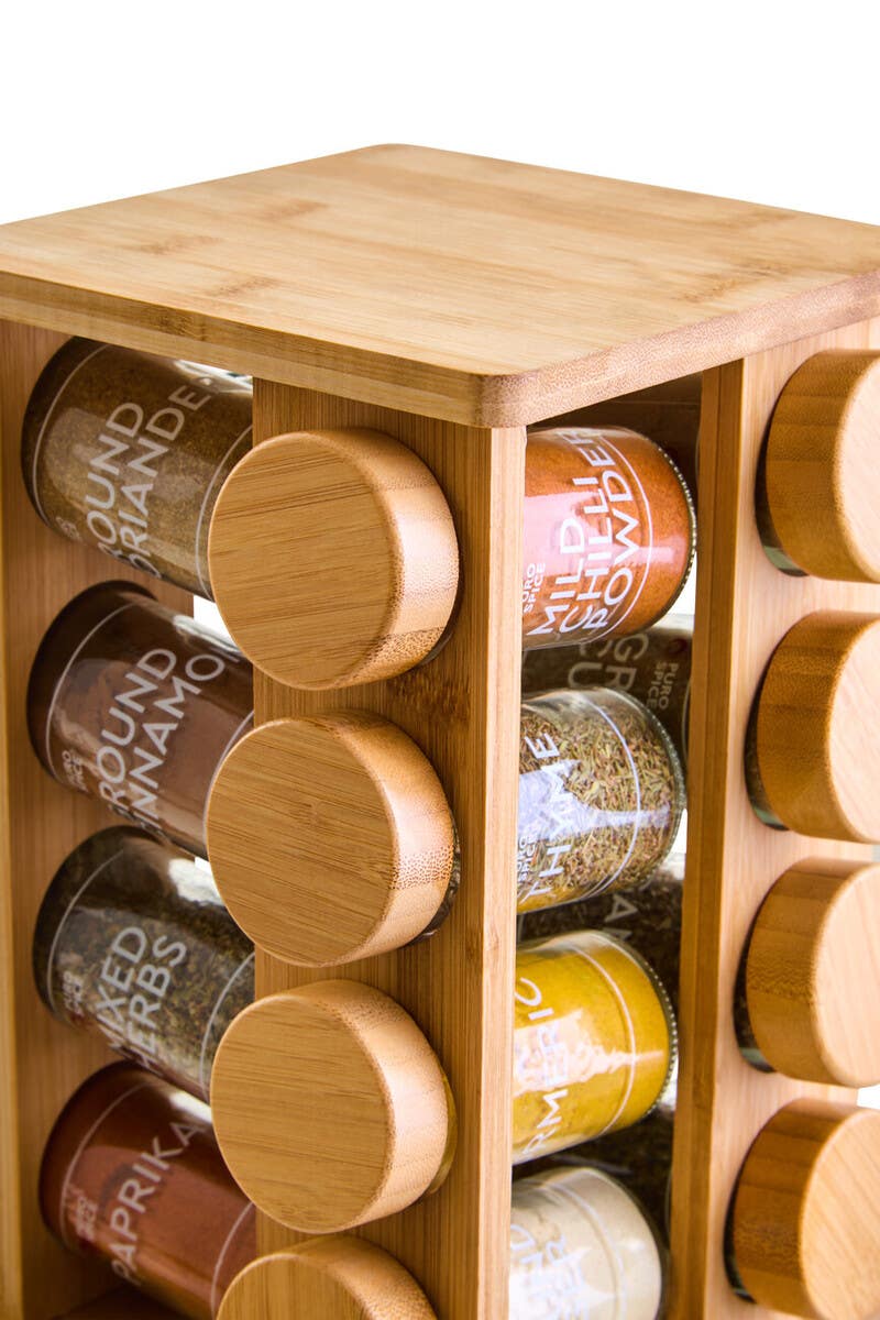 Puro Bamboo Revolving Spice Rack with 16 Jars