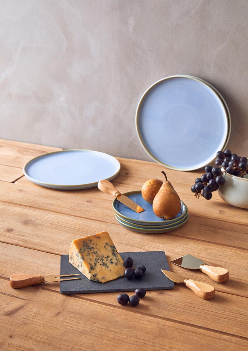 Carter Slate Board and 4 Piece Cheese Knife Set in Gold Finish