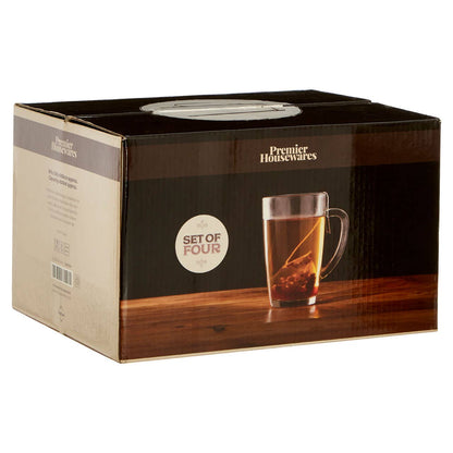 Euri Clear Tall Glass Mugs Set Of 4
