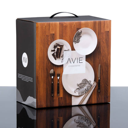 Avie Prince 12 Piece Black Dinner Set