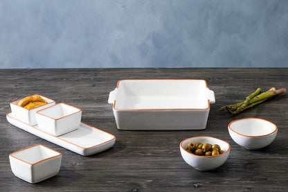 Calisto Terracotta White Glazed Oven to Table Dish