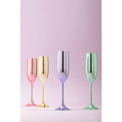 Mimo Set Of 4 Multicolour Champagne Glasses