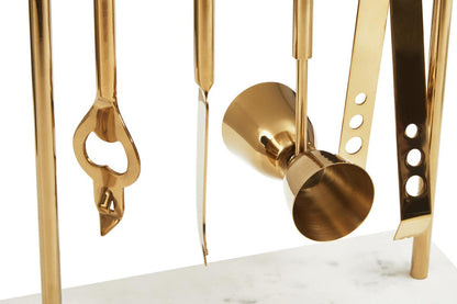 Omari Marble And Gold Finish Bar Tool Stand