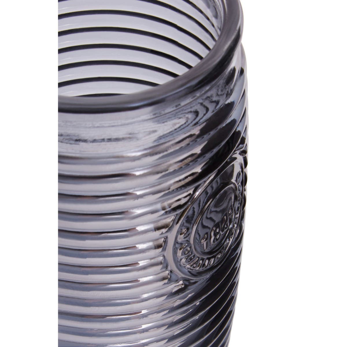 Dayla Set Of Four Grey Ribbed Glass Tumblers